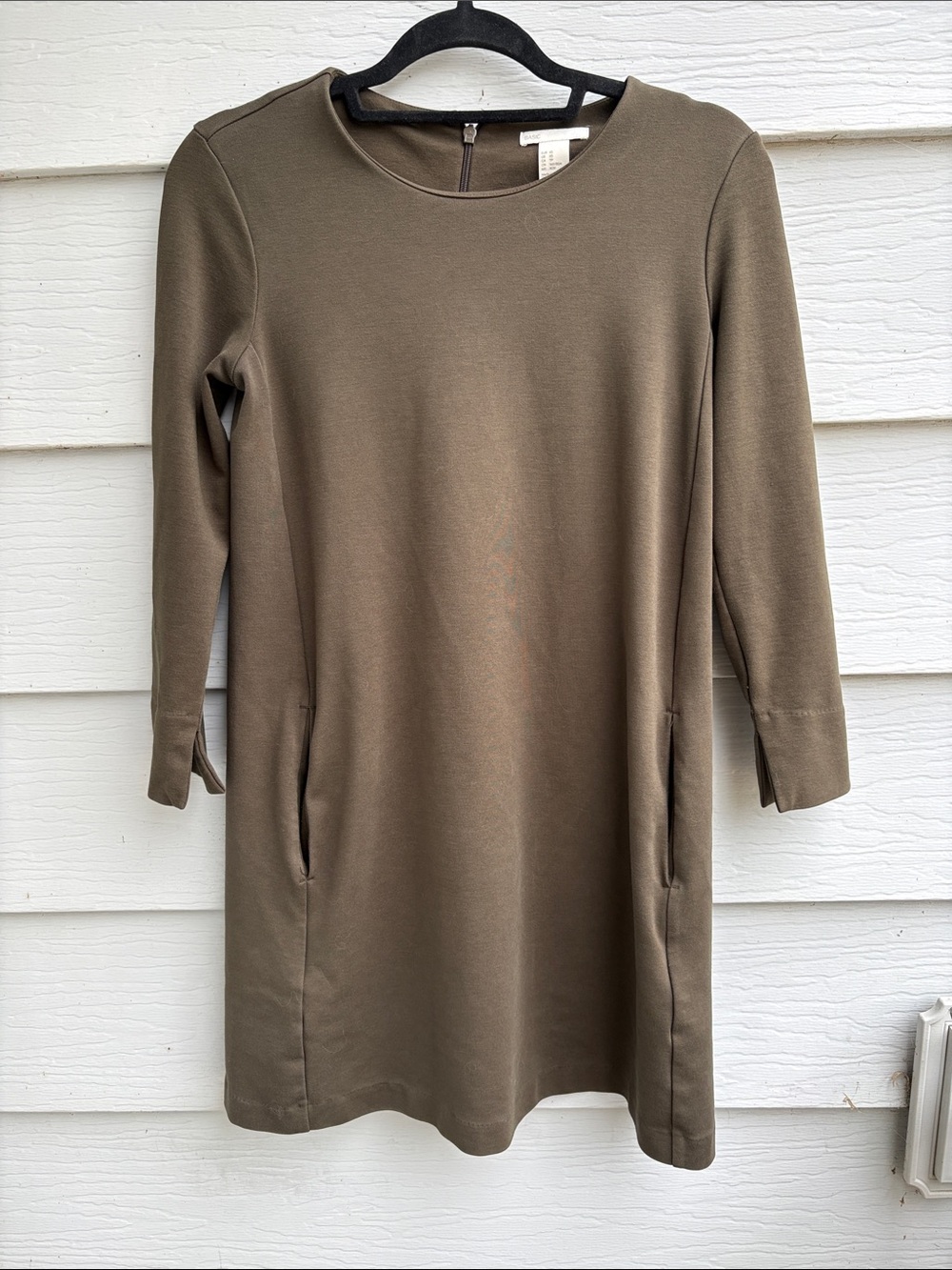 H&M Olive Long Sleeve Shift Dress
